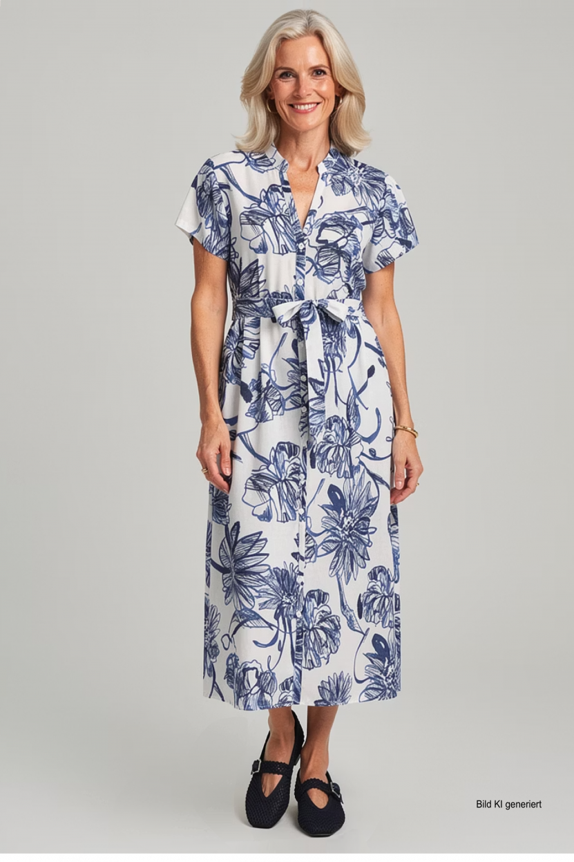 120% Lino - Leinenkleid mit Print